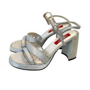 Vintage 90s y2k Esprit Chunky Platform Sandals Strappy Heels Escapade Blue 8